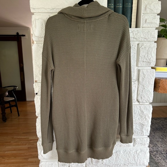 Anthropologie | Pure+Good Cowlneck Waffle Knit Olive Green Tunic Sweater - Picture 8 of 12